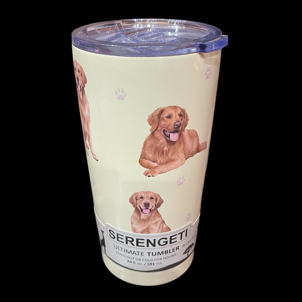 NEW! Serengeti GOLDEN RETRIEVER Tumbler Insulated Hot/Cold Beverages 20 OZ NWT